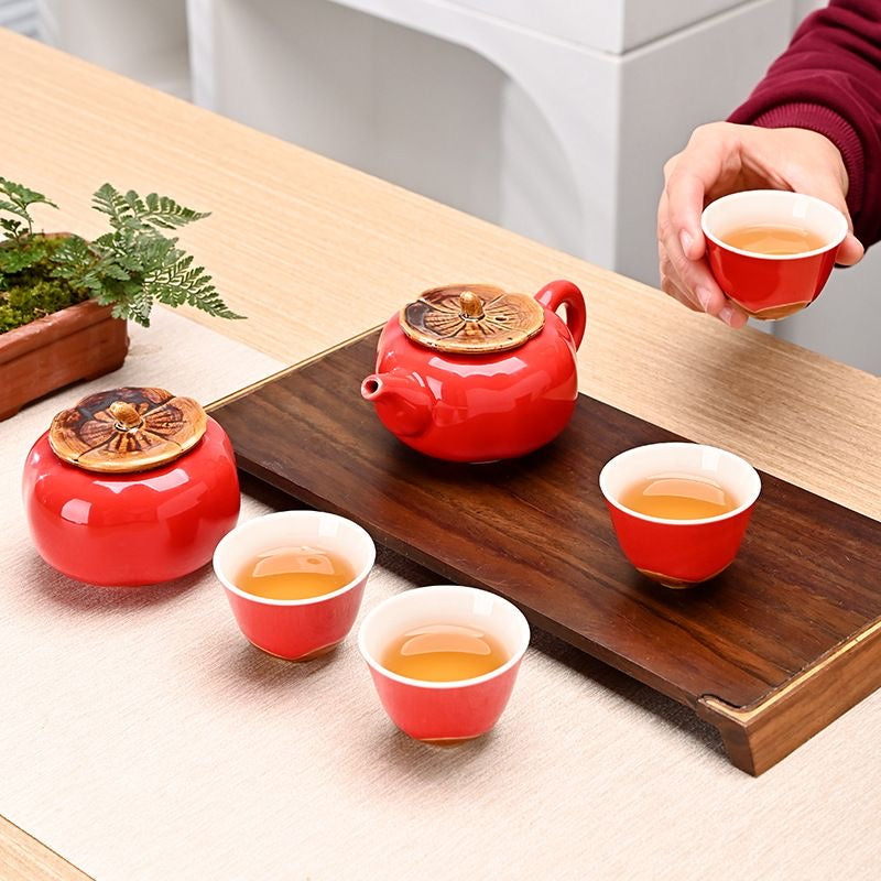 LECORA Japenese Persimmon Red Teaset