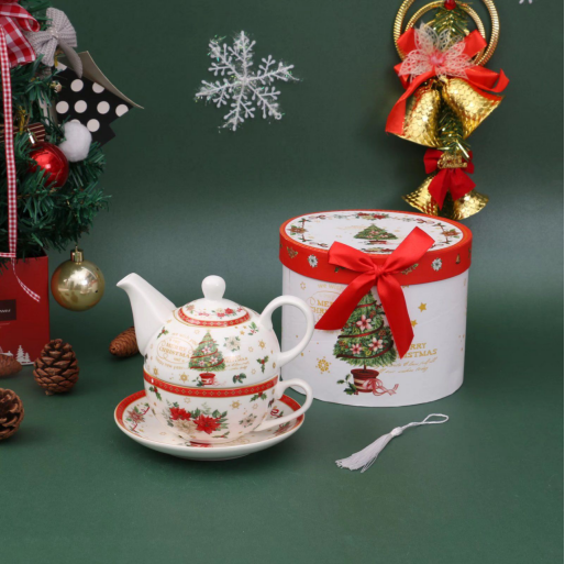 LECORA CHIRSTMAS English Teapot + Teacup Set *Jane*