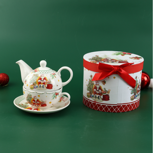 LECORA CHIRSTMAS English Teapot + Teacup Set *Bennet*