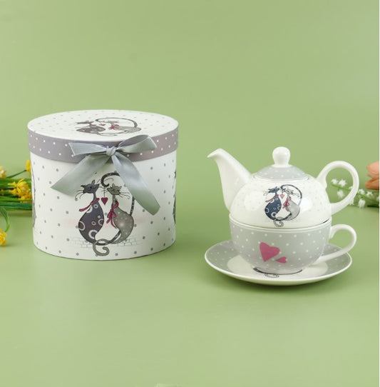 LECORA English Teapot + Teacup Set *LOVELY CAT*